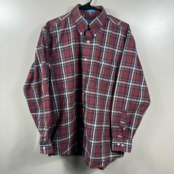 PENDLETON Men’s Metro Shirt Long Sleeve Button Up Red Plaid Cotton Size Large - Picture 1 of 5